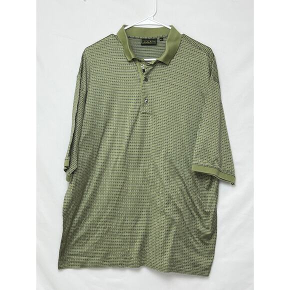 Bobby Jones Collection Men's XL Green Geo Print Short Sleeve 3 Button Golf Polo - Picture 1 of 9